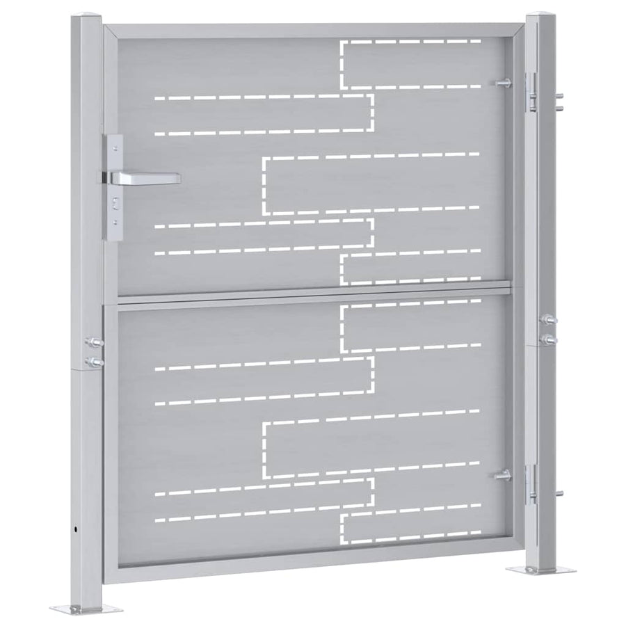 Tuinpoort Met Slot Zilver 96 X 100 Cm Roestvrij Staal