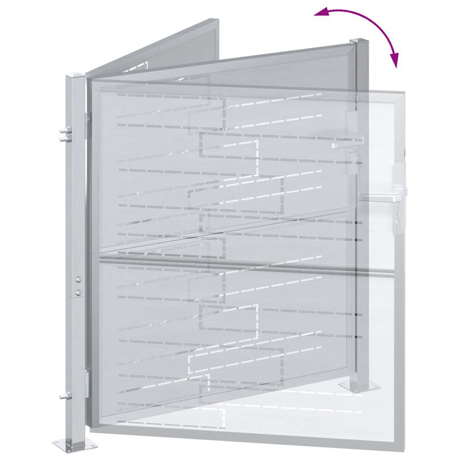 Tuinpoort Met Slot Zilver 96 X 100 Cm Roestvrij Staal