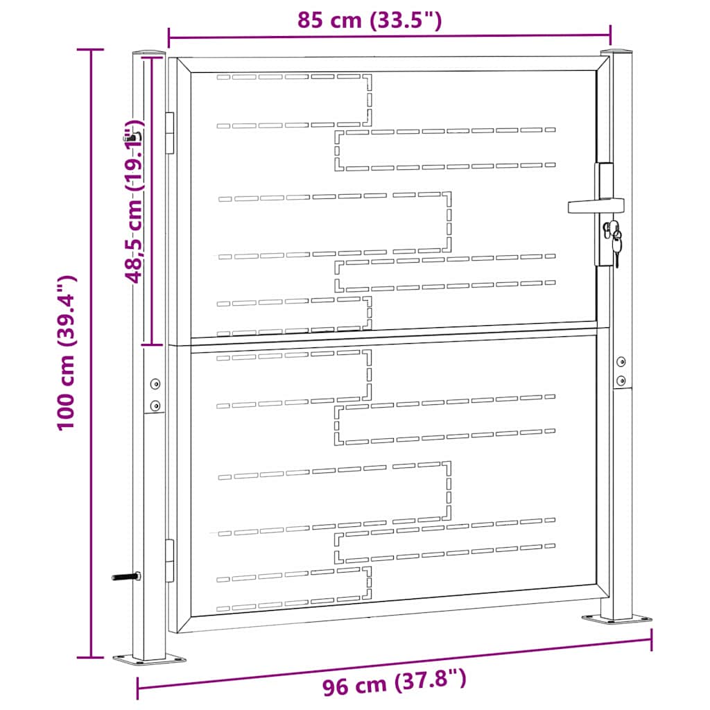 Tuinpoort Met Slot Zilver 96 X 100 Cm Roestvrij Staal