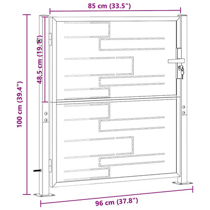 Tuinpoort Met Slot Zilver 96 X 100 Cm Roestvrij Staal