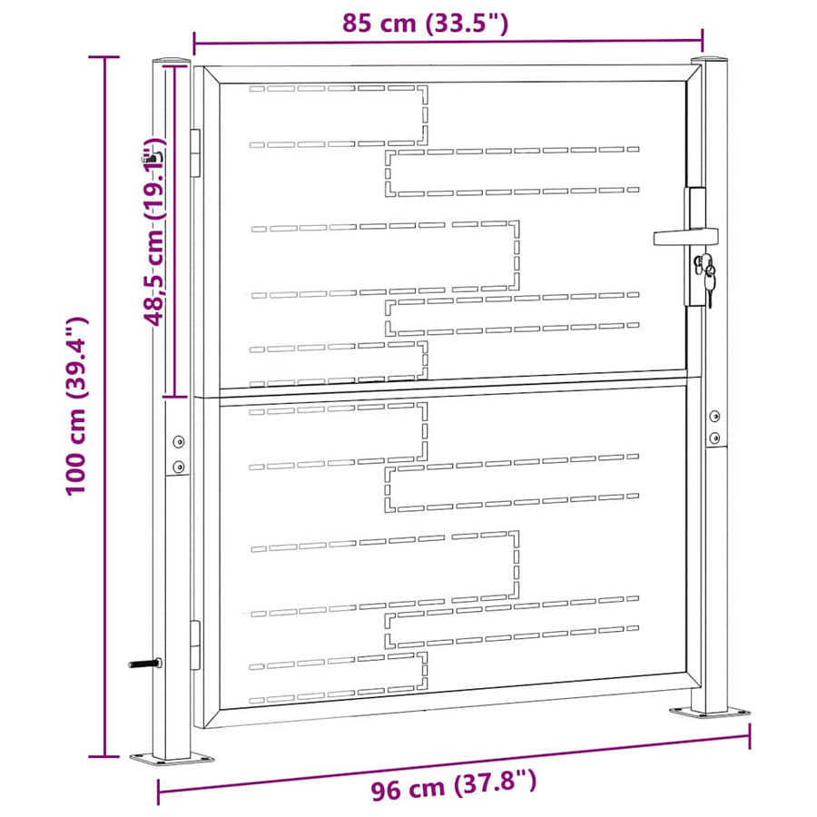 Tuinpoort Met Slot Zilver 96 X 100 Cm Roestvrij Staal
