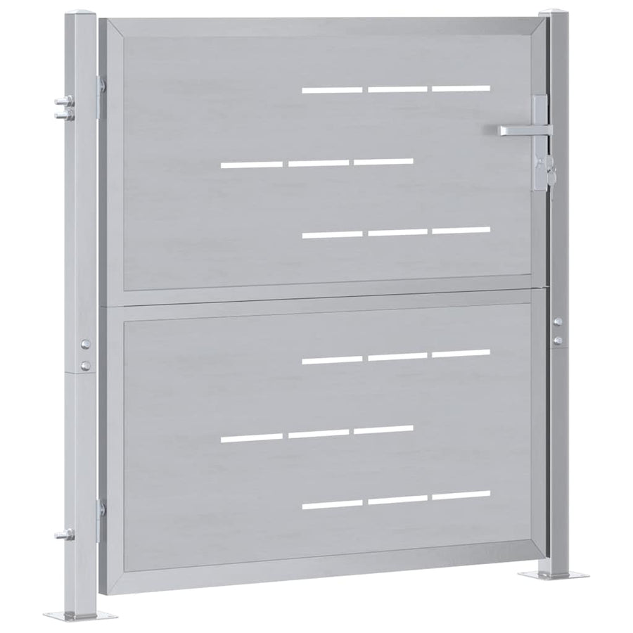 Tuinpoort Met Slot Zilver 96 X 100 Cm Roestvrij Staal