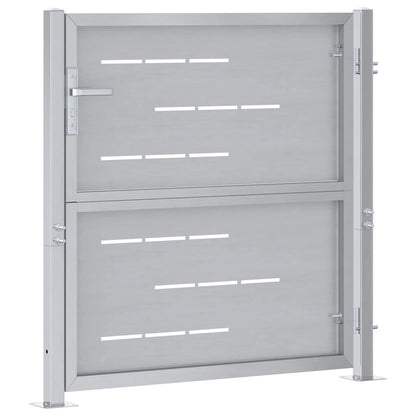 Tuinpoort Met Slot Zilver 96 X 100 Cm Roestvrij Staal