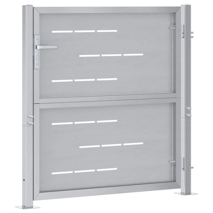 Tuinpoort Met Slot Zilver 96 X 100 Cm Roestvrij Staal