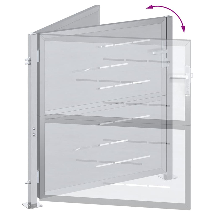Tuinpoort Met Slot Zilver 96 X 100 Cm Roestvrij Staal