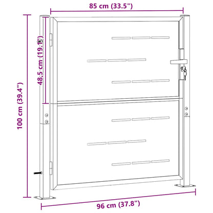 Tuinpoort Met Slot Zilver 96 X 100 Cm Roestvrij Staal