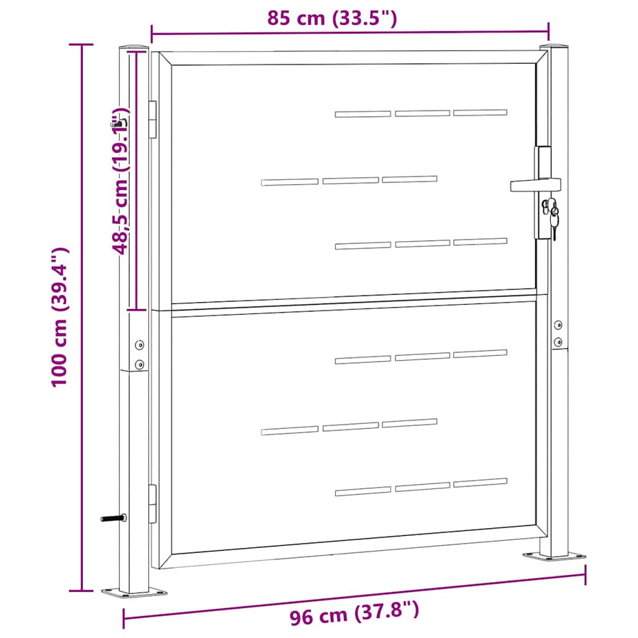 Tuinpoort Met Slot Zilver 96 X 100 Cm Roestvrij Staal