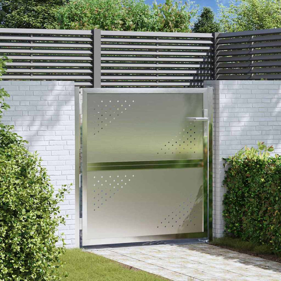 Tuinpoort Met Slot Zilver 96 X 100 Cm Roestvrij Staal