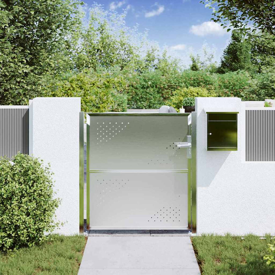 Tuinpoort Met Slot Zilver 96 X 100 Cm Roestvrij Staal