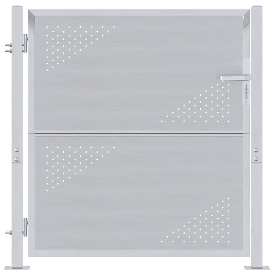 Tuinpoort Met Slot Zilver 96 X 100 Cm Roestvrij Staal