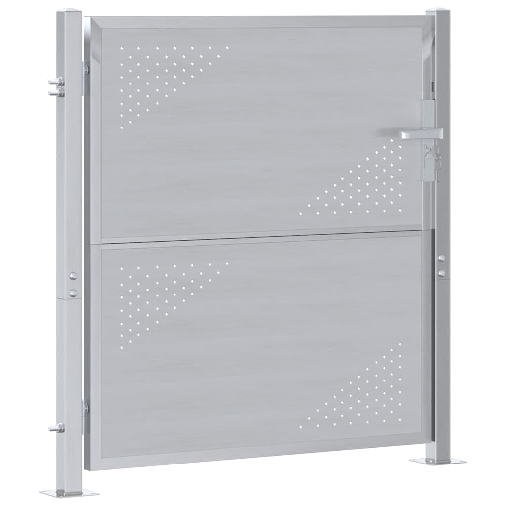 Tuinpoort Met Slot Zilver 96 X 100 Cm Roestvrij Staal
