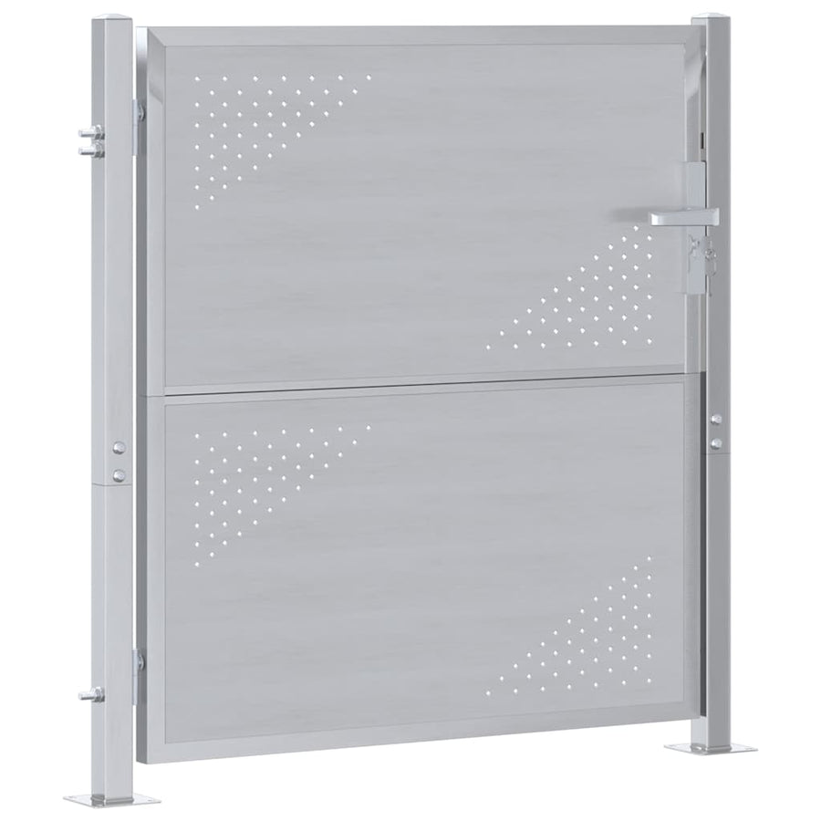 Tuinpoort Met Slot Zilver 96 X 100 Cm Roestvrij Staal