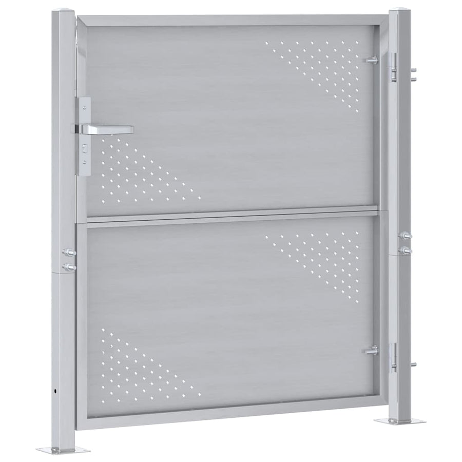 Tuinpoort Met Slot Zilver 96 X 100 Cm Roestvrij Staal
