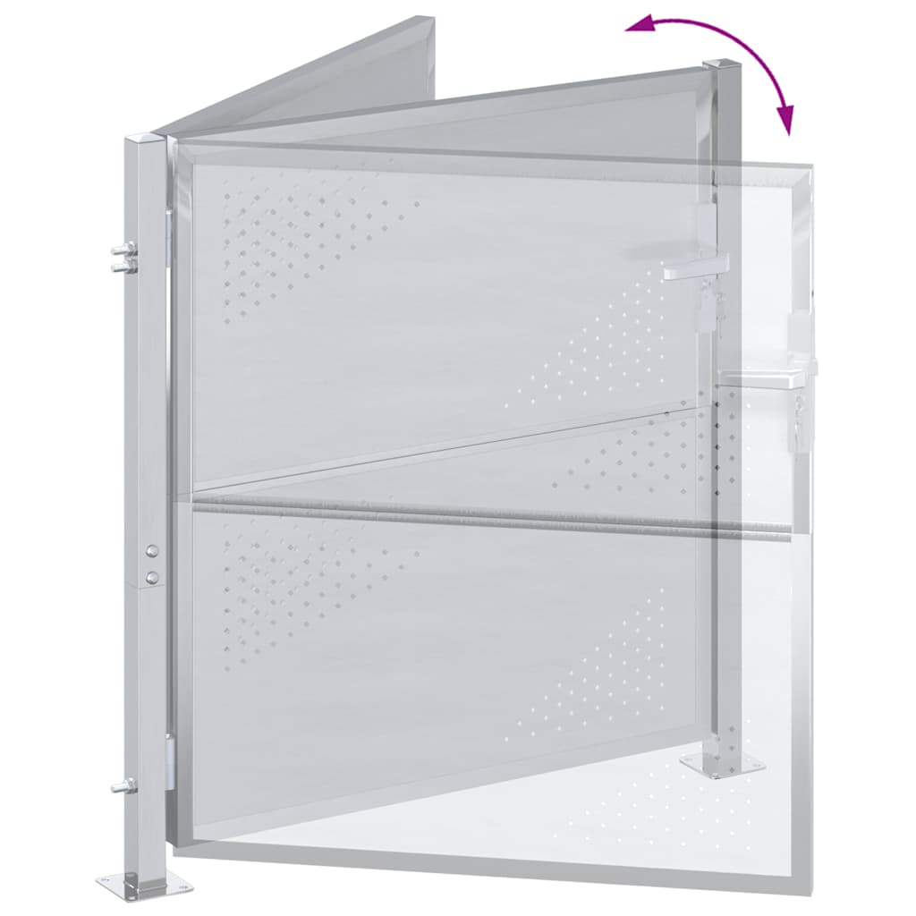 Tuinpoort Met Slot Zilver 96 X 100 Cm Roestvrij Staal