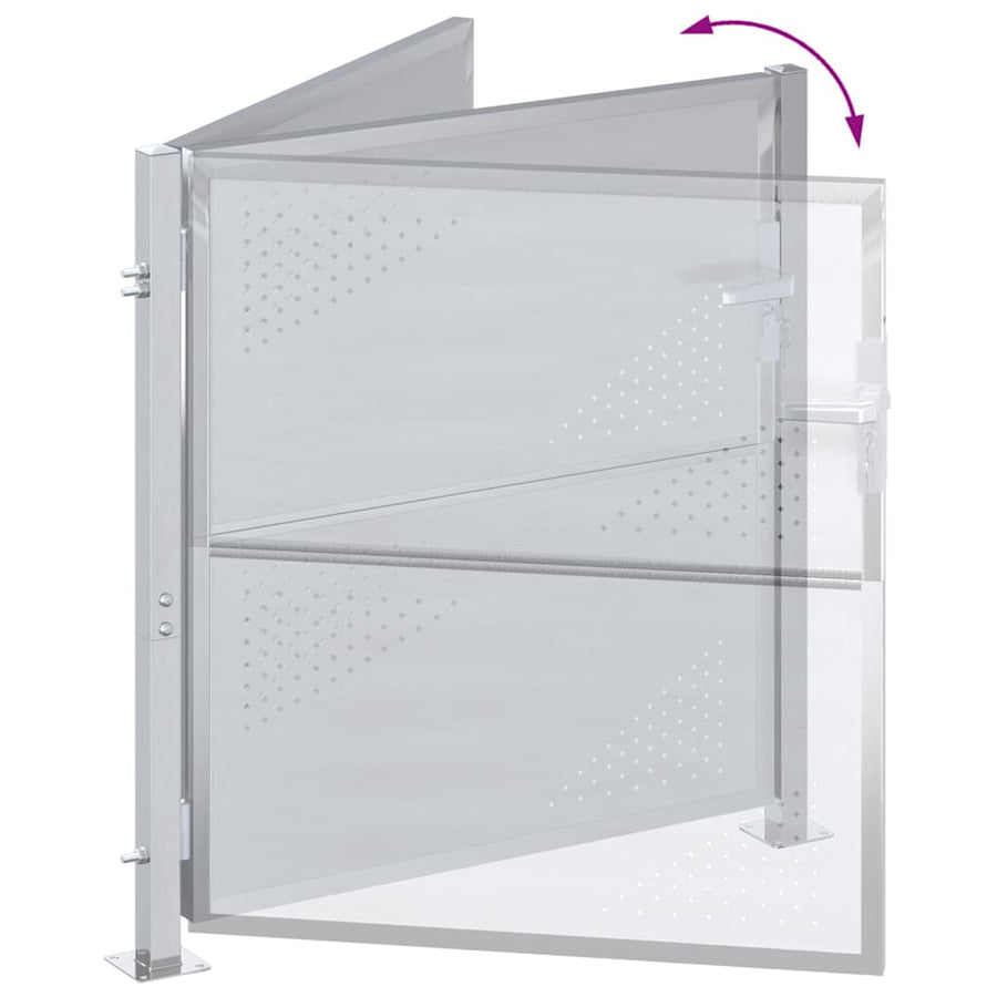 Tuinpoort Met Slot Zilver 96 X 100 Cm Roestvrij Staal