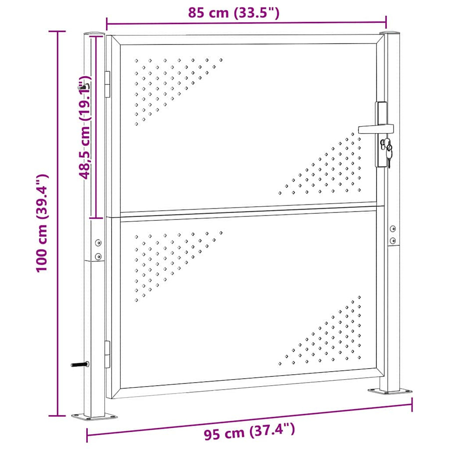 Tuinpoort Met Slot Zilver 96 X 100 Cm Roestvrij Staal