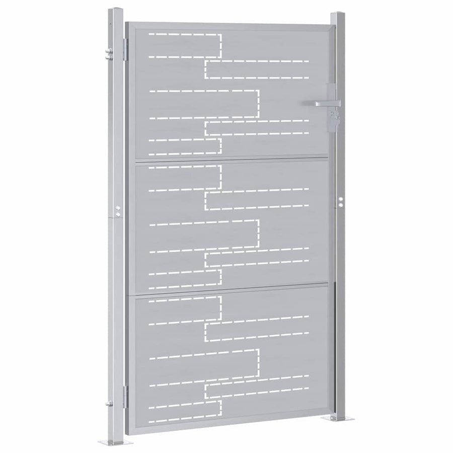 Tuinpoort Met Slot Zilver 100 X 125 Cm Roestvrij Staal