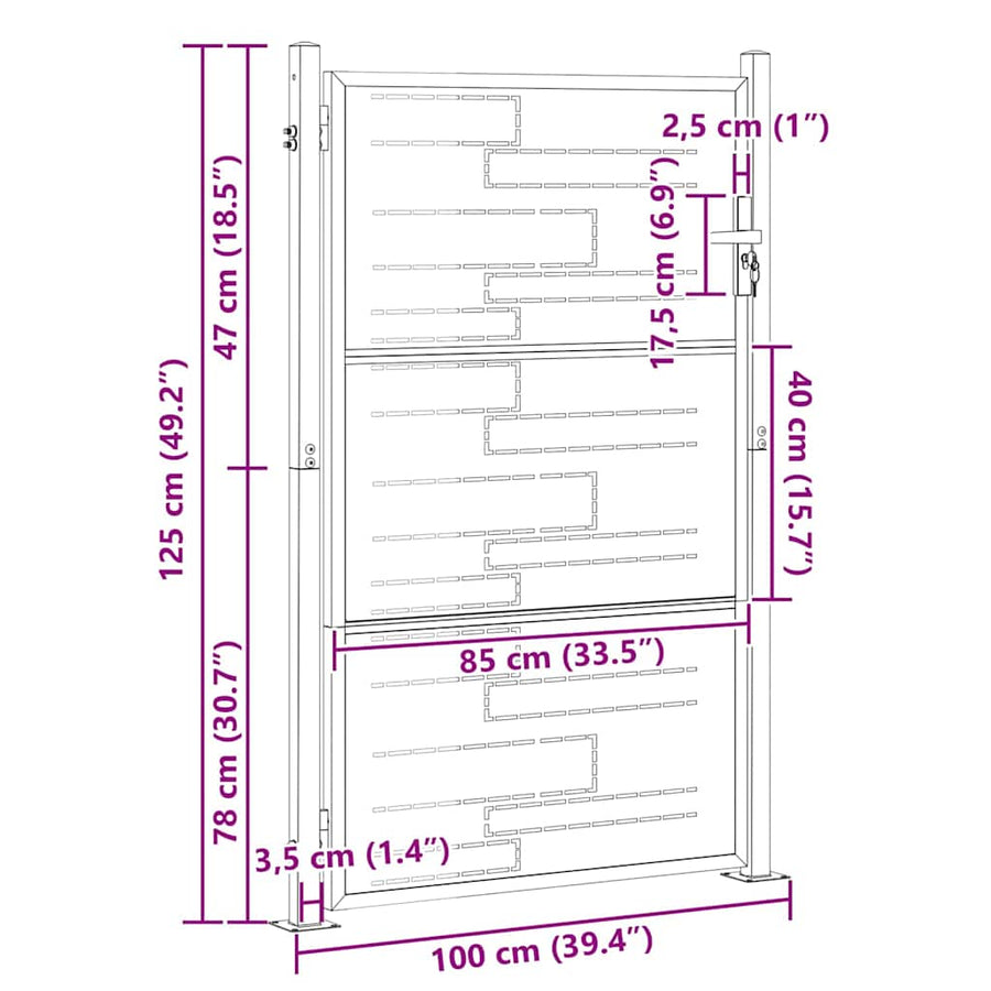 Tuinpoort Met Slot Zilver 100 X 125 Cm Roestvrij Staal
