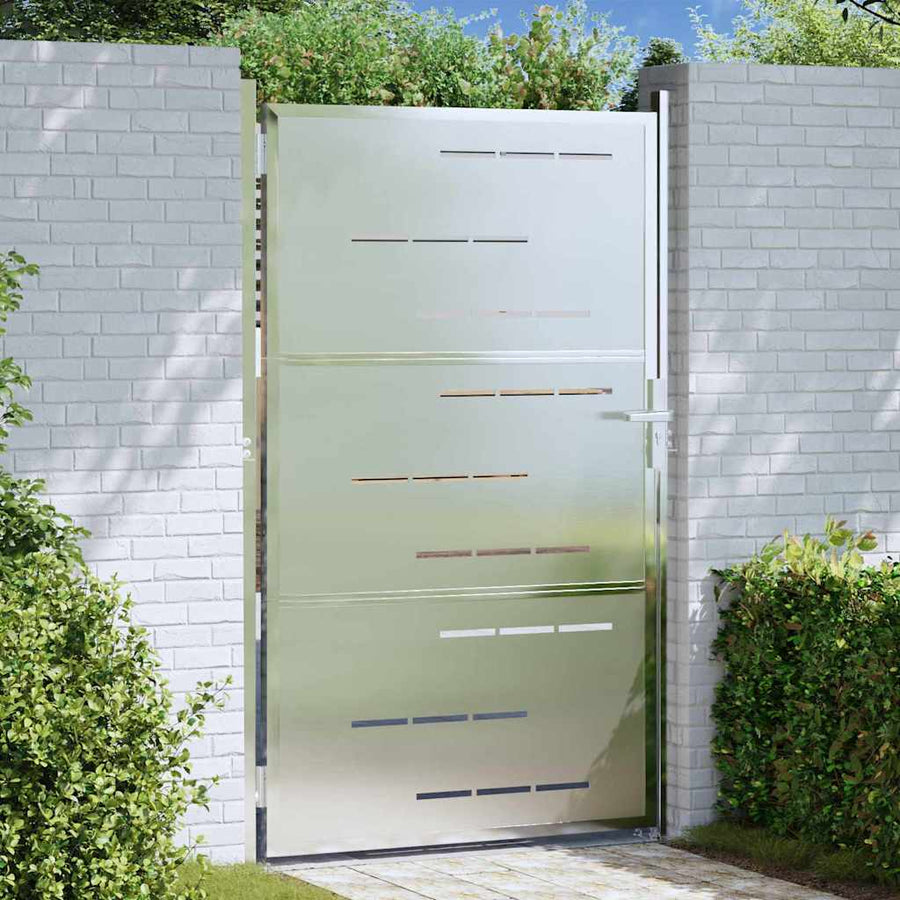Tuinpoort Met Slot Zilver 100 X 125 Cm Roestvrij Staal