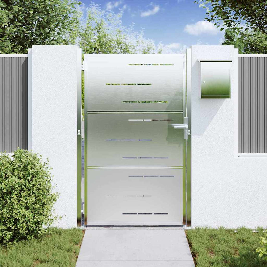 Tuinpoort Met Slot Zilver 100 X 125 Cm Roestvrij Staal