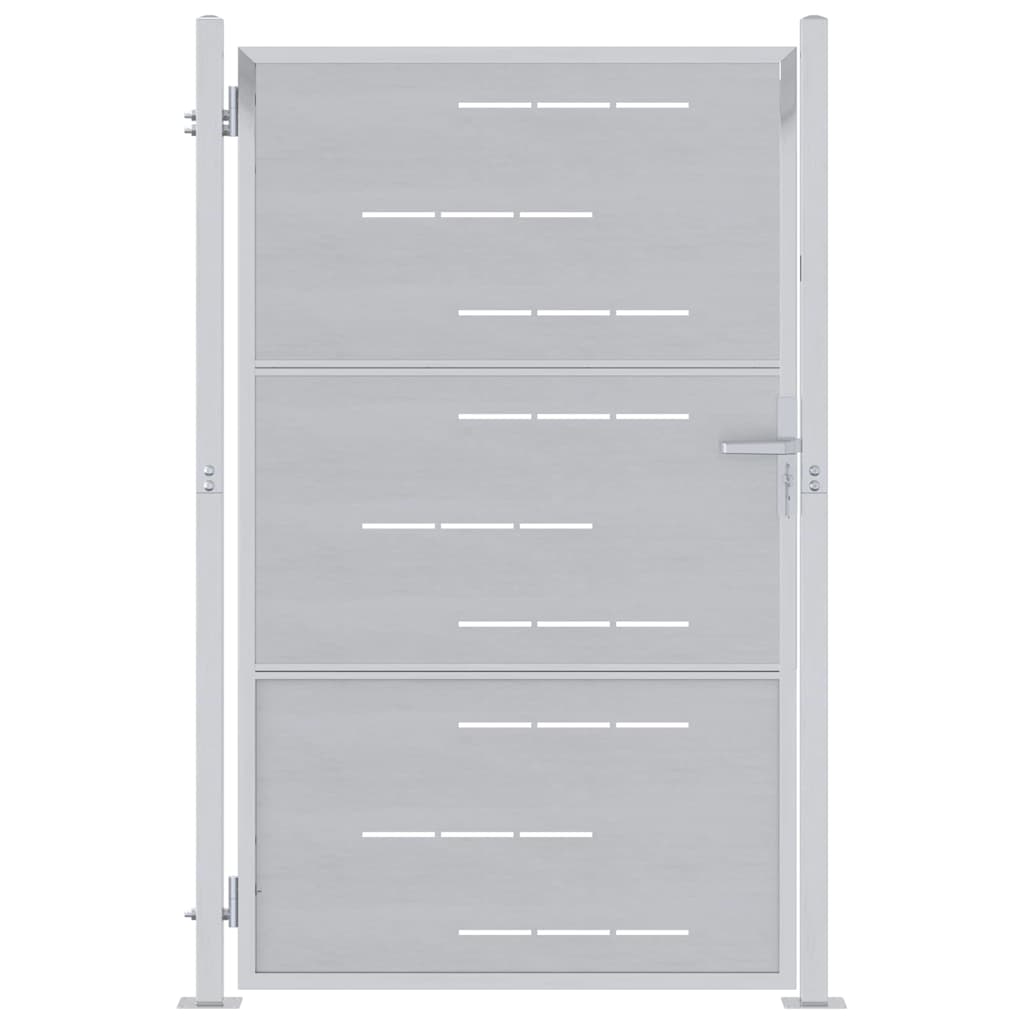 Tuinpoort Met Slot Zilver 100 X 125 Cm Roestvrij Staal