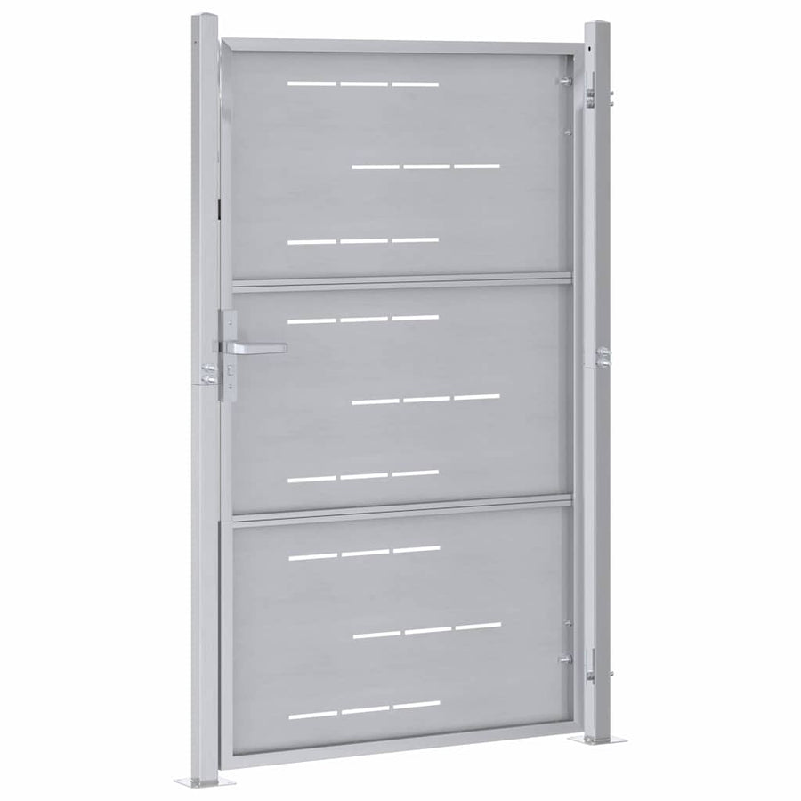 Tuinpoort Met Slot Zilver 100 X 125 Cm Roestvrij Staal