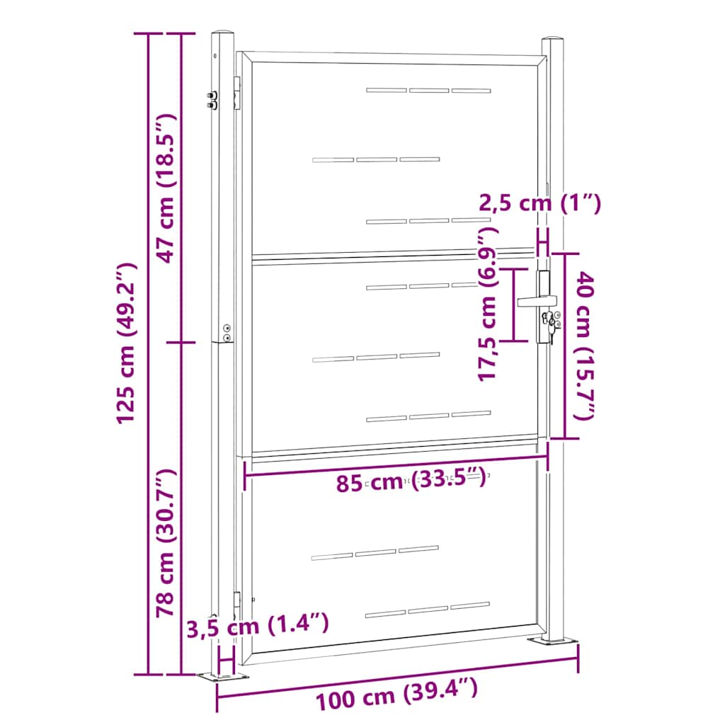 Tuinpoort Met Slot Zilver 100 X 125 Cm Roestvrij Staal