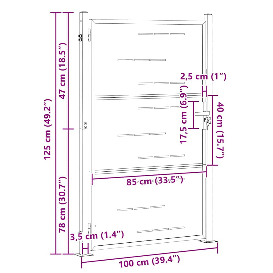 Tuinpoort Met Slot Zilver 100 X 125 Cm Roestvrij Staal