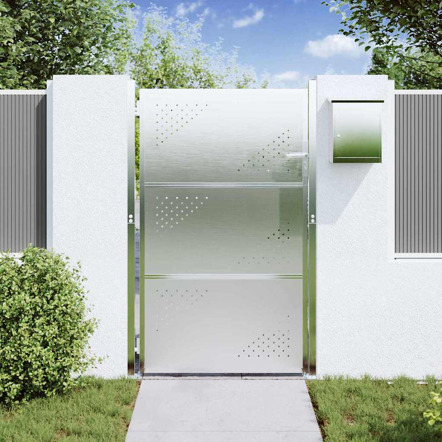 Tuinpoort Met Slot Zilver 100 X 125 Cm Roestvrij Staal
