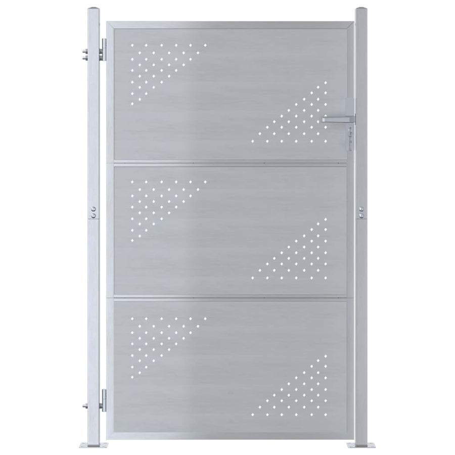 Tuinpoort Met Slot Zilver 100 X 125 Cm Roestvrij Staal