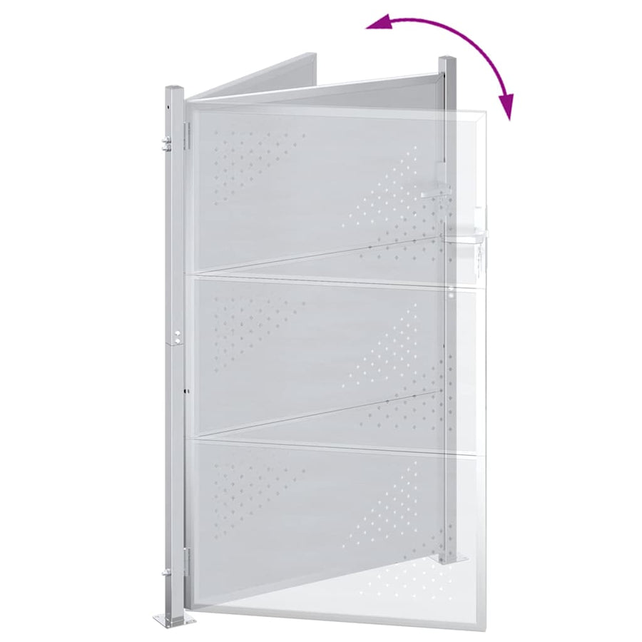 Tuinpoort Met Slot Zilver 100 X 125 Cm Roestvrij Staal
