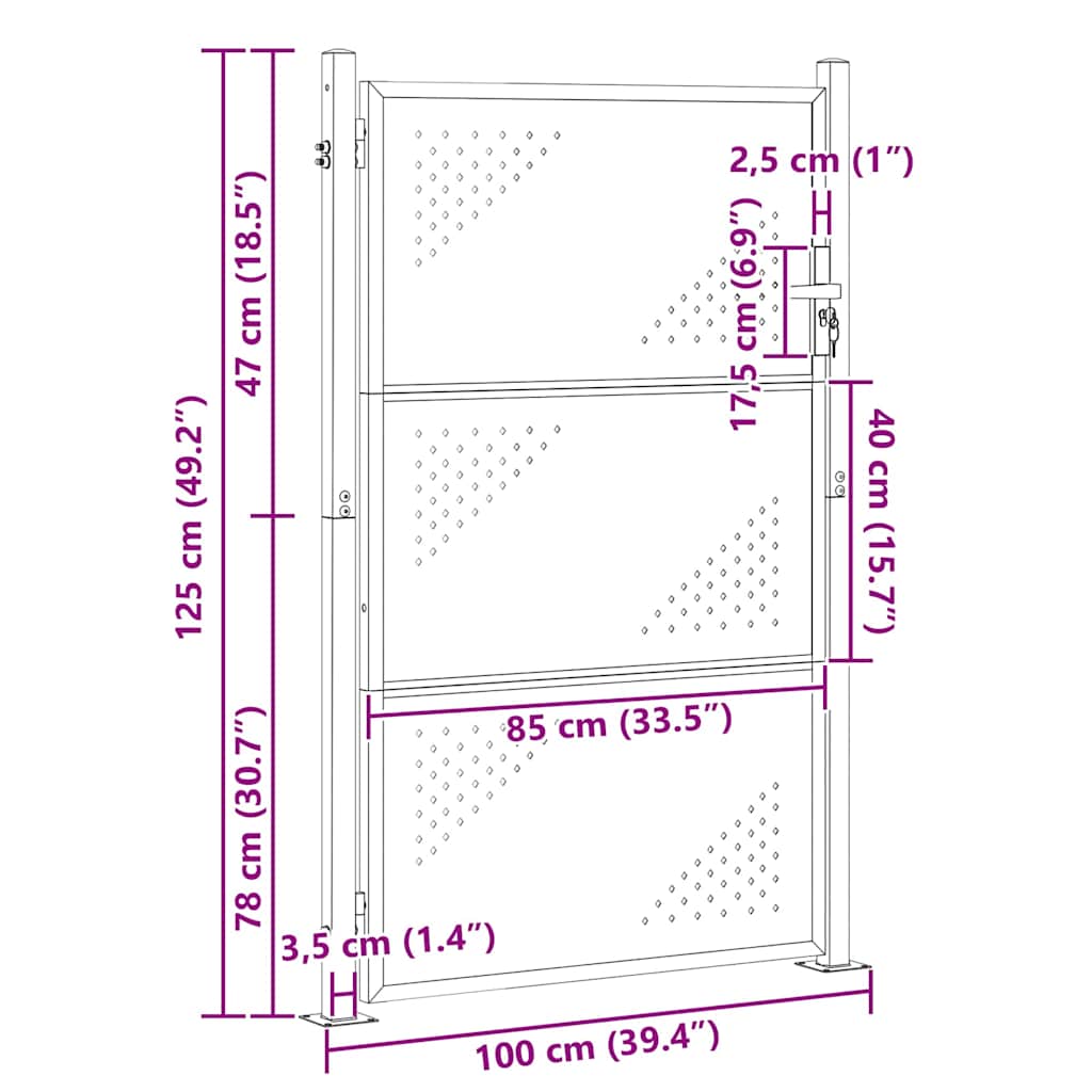 Tuinpoort Met Slot Zilver 100 X 125 Cm Roestvrij Staal
