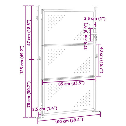 Tuinpoort Met Slot Zilver 100 X 125 Cm Roestvrij Staal
