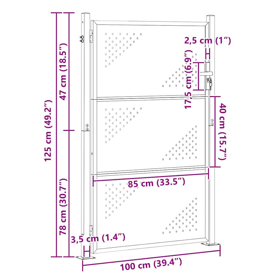 Tuinpoort Met Slot Zilver 100 X 125 Cm Roestvrij Staal