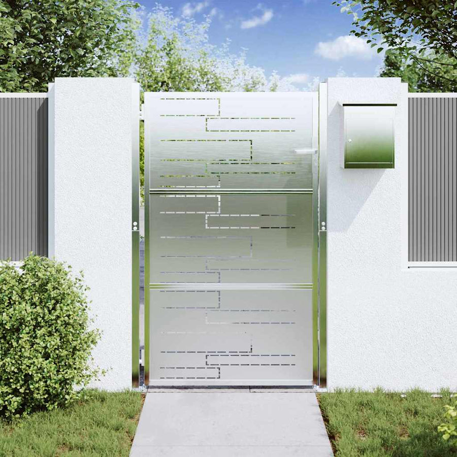 Tuinpoort Met Slot Zilver 100 X 150 Cm Roestvrij Staal