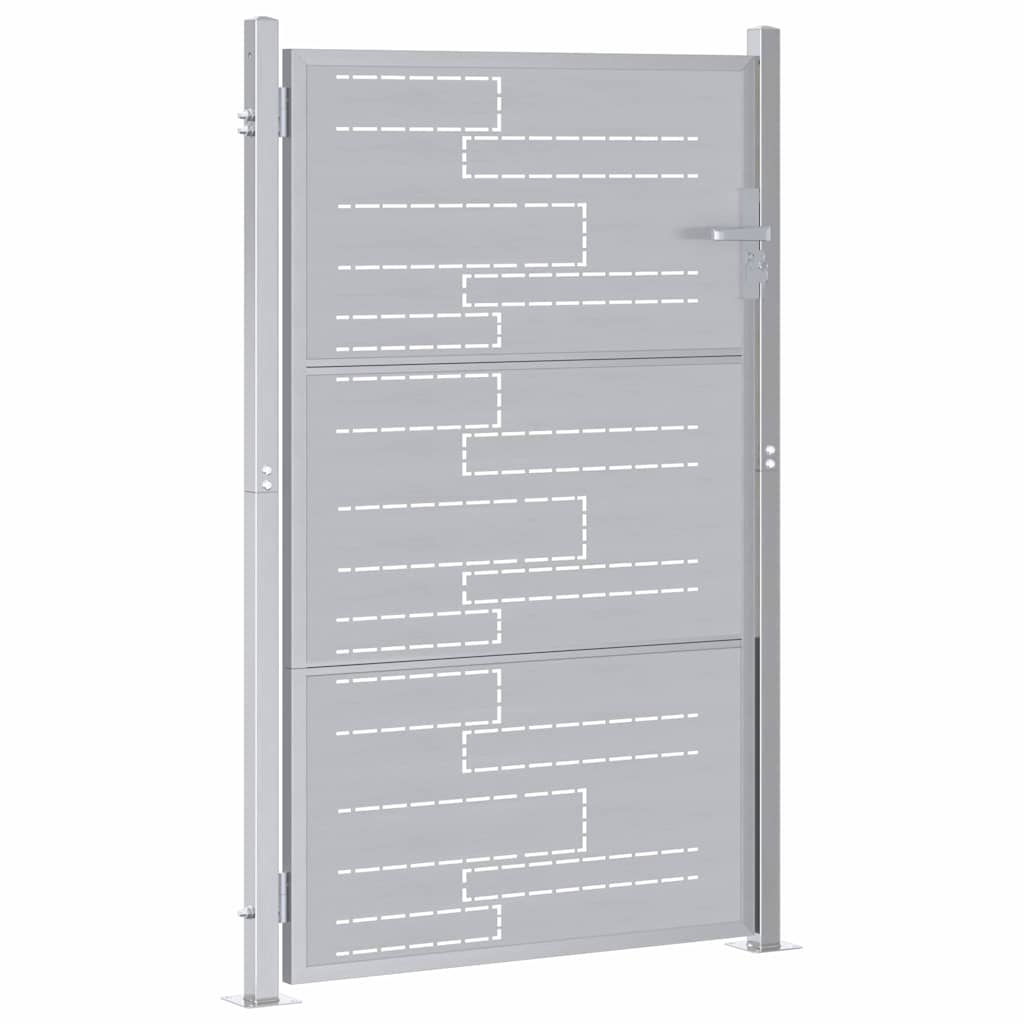Tuinpoort Met Slot Zilver 100 X 150 Cm Roestvrij Staal