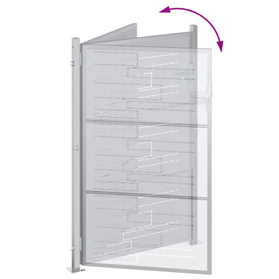 Tuinpoort Met Slot Zilver 100 X 150 Cm Roestvrij Staal