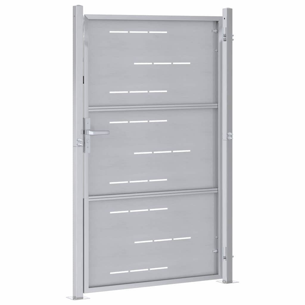 Tuinpoort Met Slot Zilver 100 X 150 Cm Roestvrij Staal
