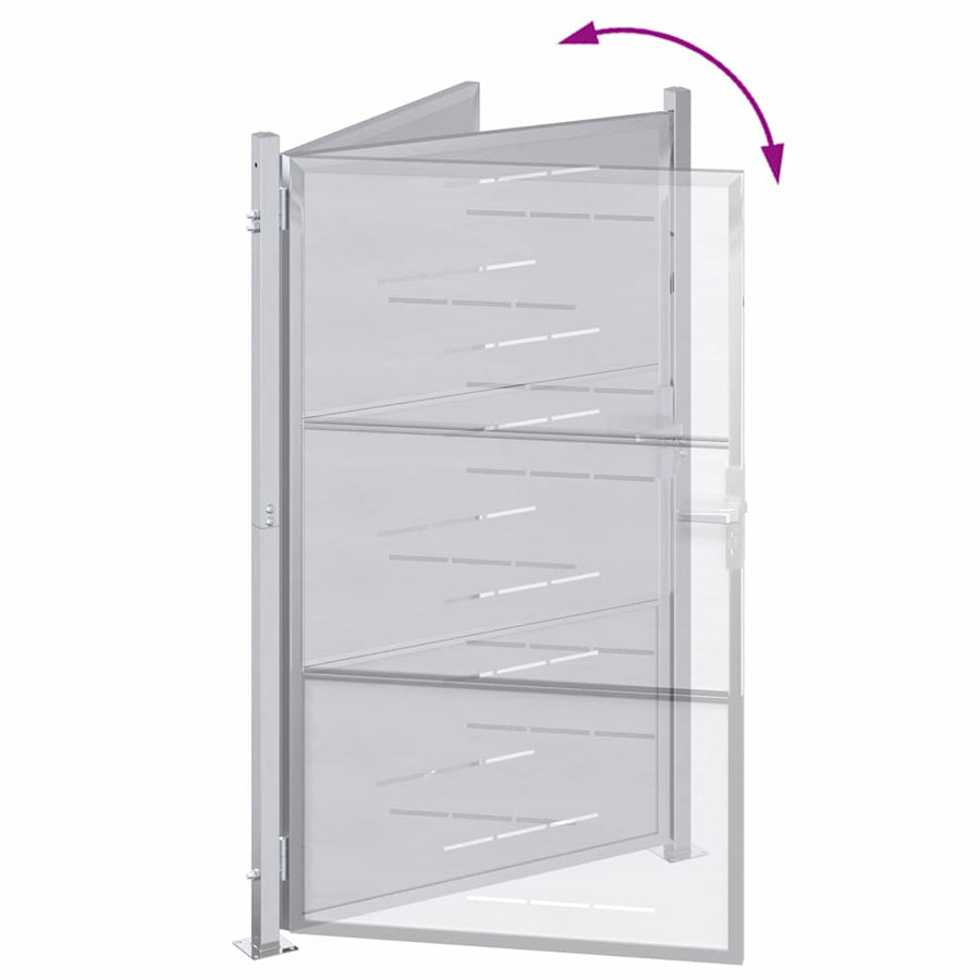 Tuinpoort Met Slot Zilver 100 X 150 Cm Roestvrij Staal