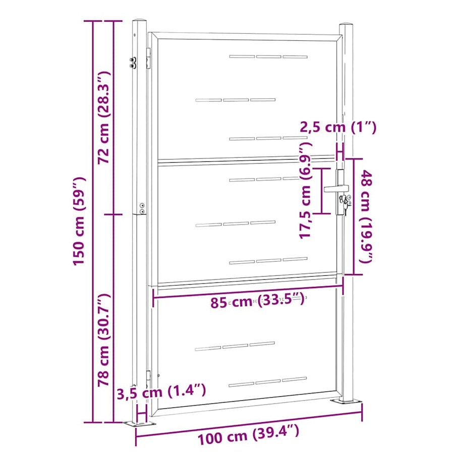Tuinpoort Met Slot Zilver 100 X 150 Cm Roestvrij Staal