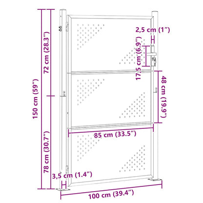 Tuinpoort Met Slot Zilver 100 X 150 Cm Roestvrij Staal
