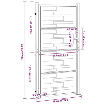 Tuinpoort met slot Zilver 85 x 174 cm Roestvrij staal