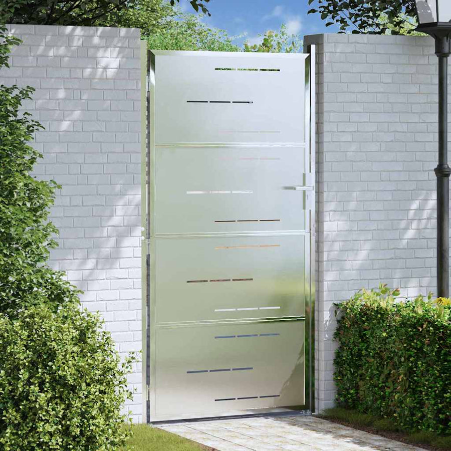 Tuinpoort met slot Zilver 85 x 174 cm Roestvrij staal