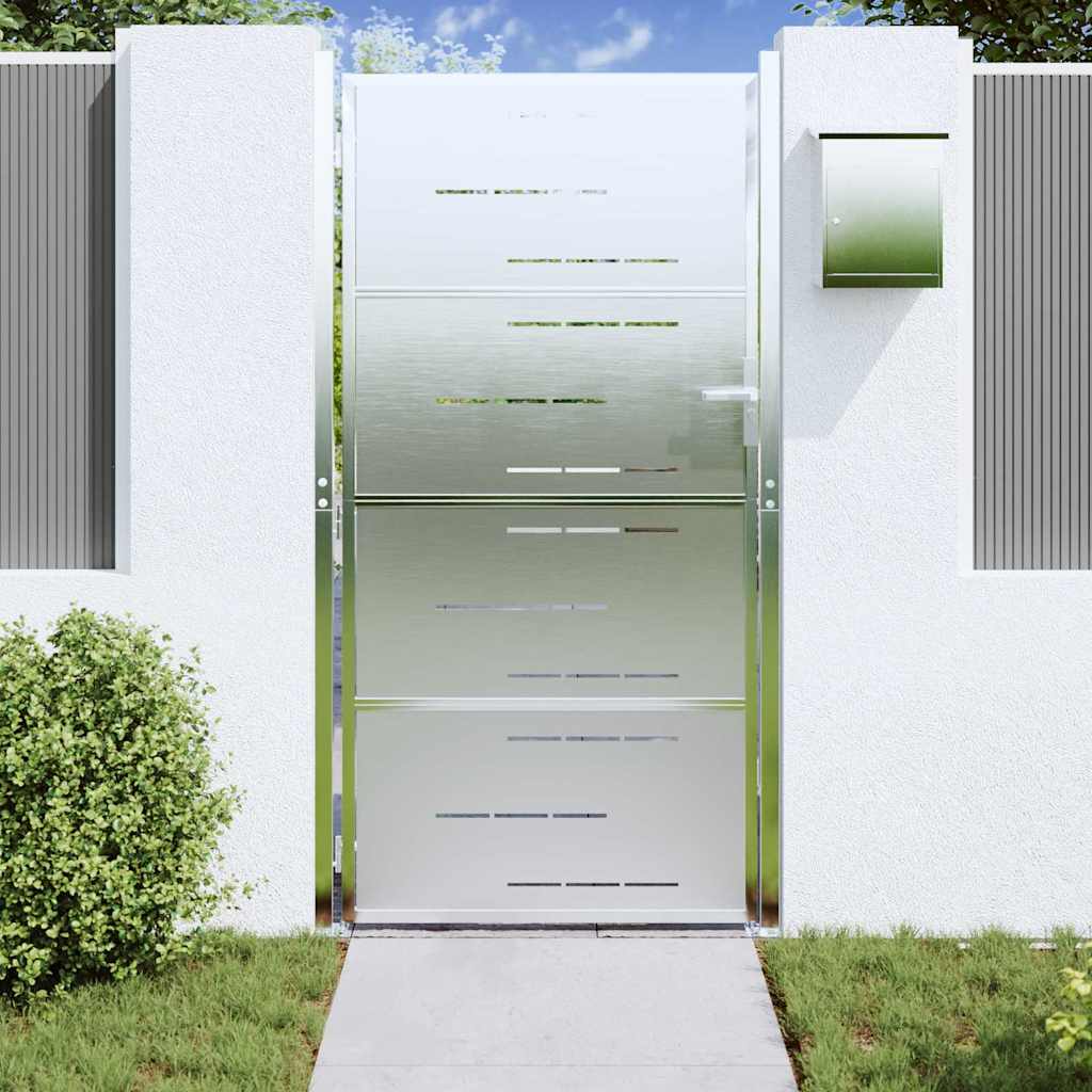 Tuinpoort met slot Zilver 85 x 174 cm Roestvrij staal