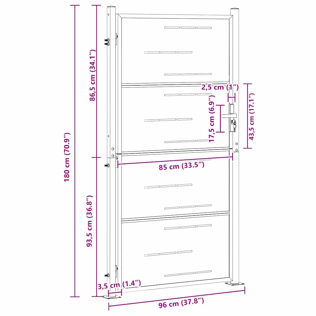 Tuinpoort met slot Zilver 85 x 174 cm Roestvrij staal