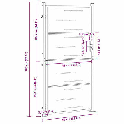 Tuinpoort met slot Zilver 85 x 174 cm Roestvrij staal