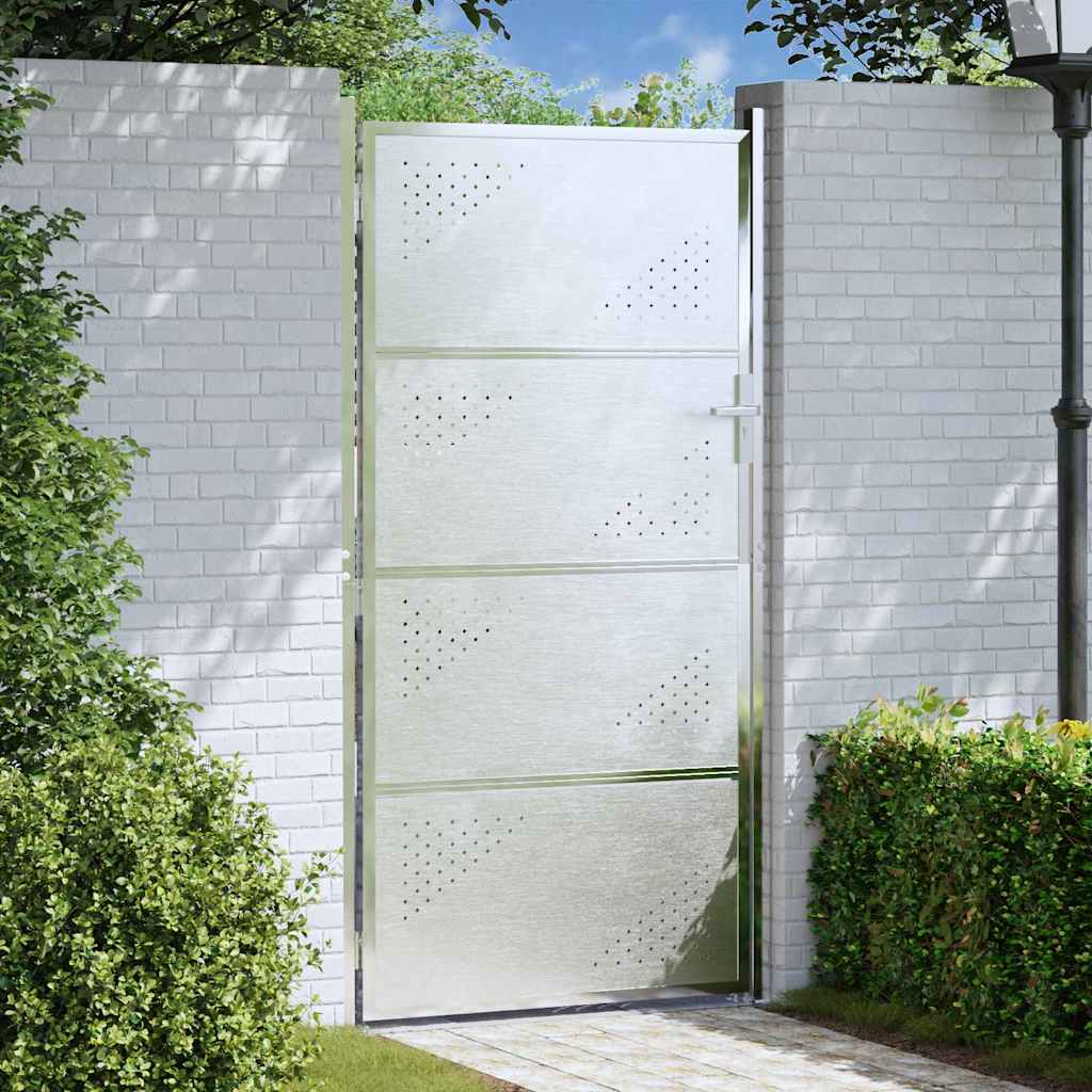 Tuinpoort met slot Zilver 85 x 174 cm Roestvrij staal