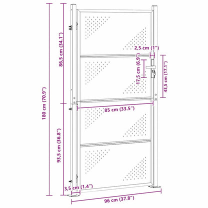 Tuinpoort met slot Zilver 85 x 174 cm Roestvrij staal