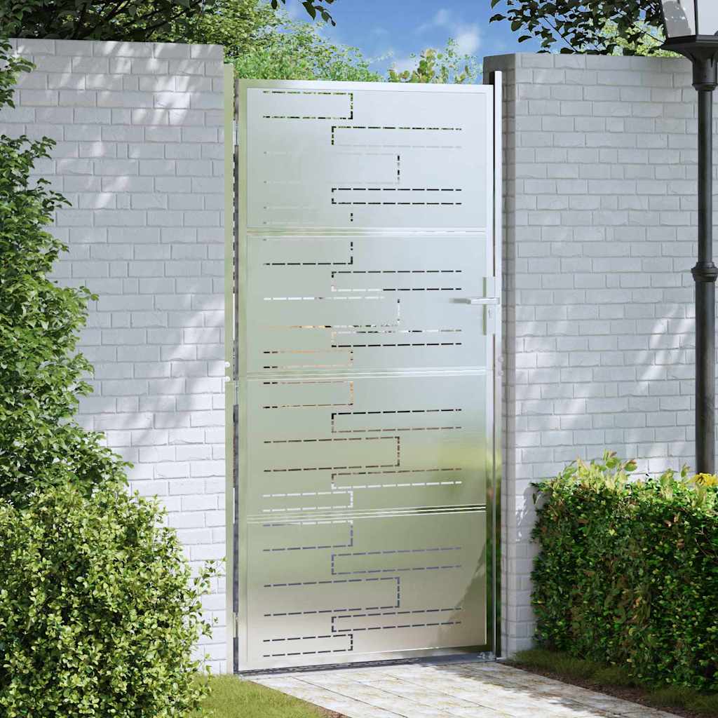 Tuinpoort met slot Zilver 85 x 196 cm Roestvrij staal