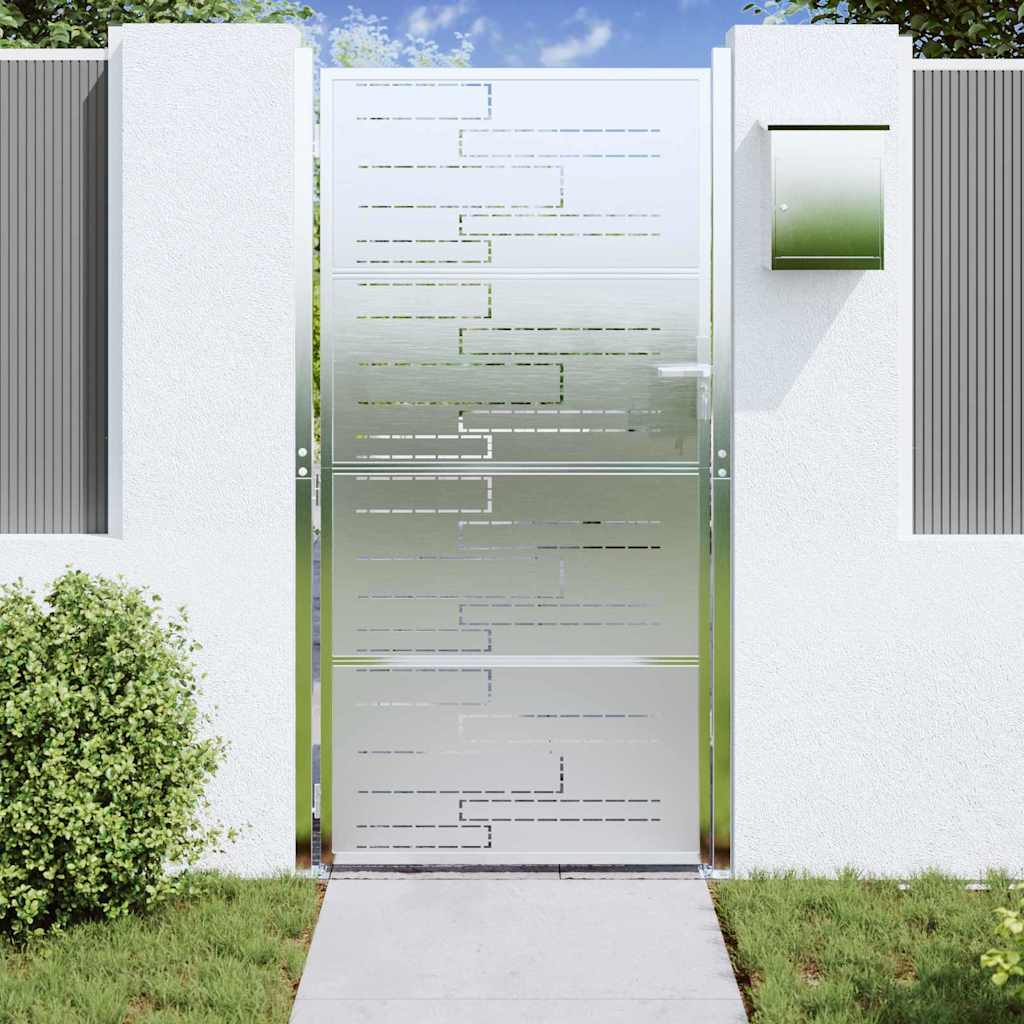 Tuinpoort met slot Zilver 85 x 196 cm Roestvrij staal